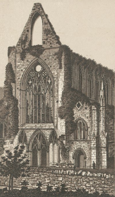 Abadía de Tintern, frente oeste (lito) de English School