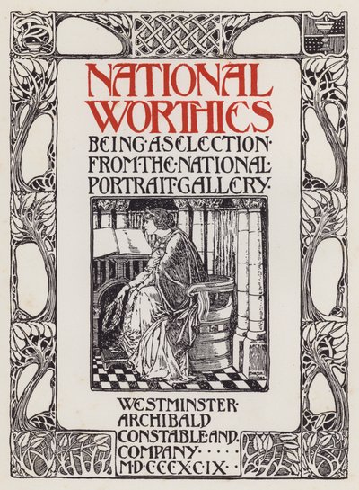 Ilustración de la portada para National Worthies siendo una selección de la National Portrait Gallery de English School
