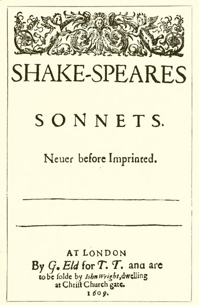 Portada de los Sonetos de Shakespeare, 1609 de English School
