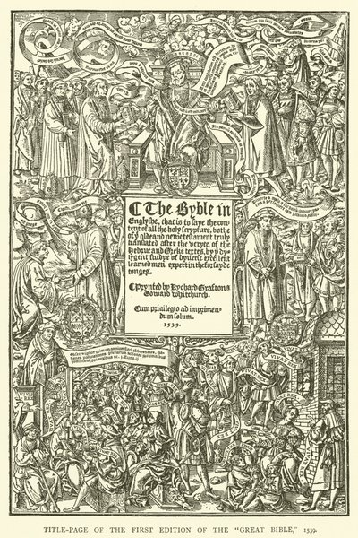 Portada de la primera edición de la Gran Biblia, 1539 de English School