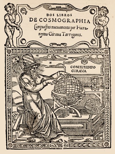 Página de Título para Dos Libros de Cosmografía por Hieronymo Girana Tarragones, de The Narrative and Critical History of America, editado por Justin Winsor, Londres, 1886 de English School