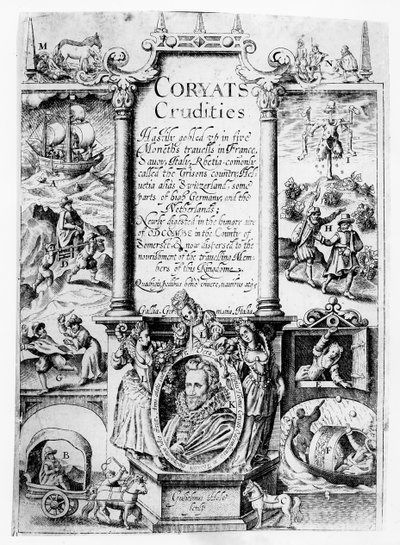 Página de título de Coryats Crudities, publicado en 1611 de English School