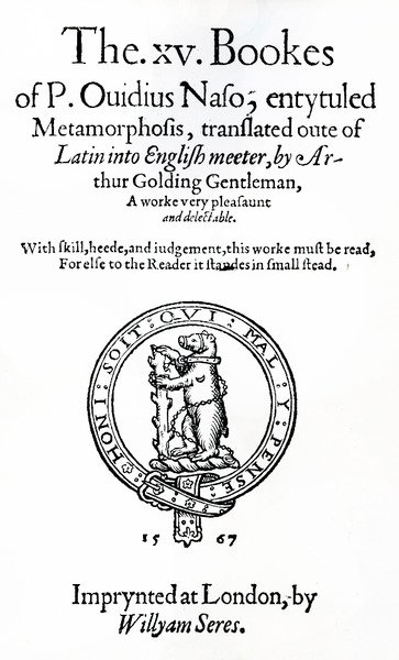Página de título del libro XV de P. Ovidio Nasón, titulado Metamorfosis de English School