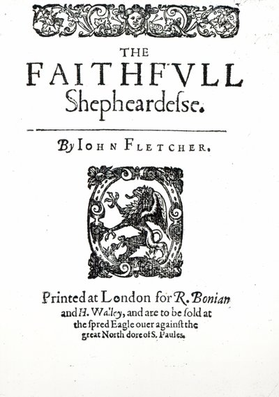 Portada de The Faithfull Shepherdess por John Fletcher, c.1609 de English School