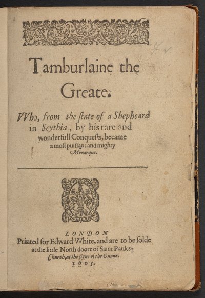 Portada de Tamburlaine el Grande, de Christopher Marlowe de English School