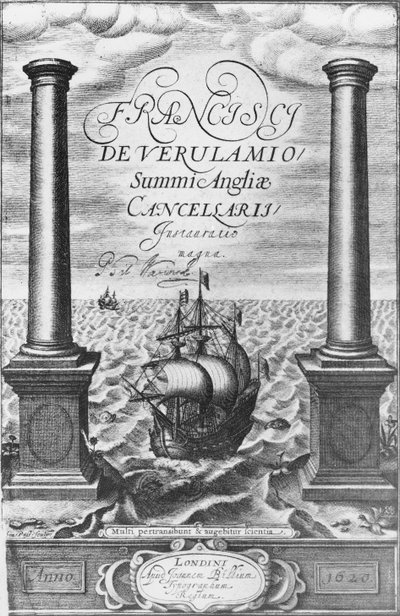 Página de título de la primera edición del Novum Organum de Sir Francis Bacon, 1620 de English School