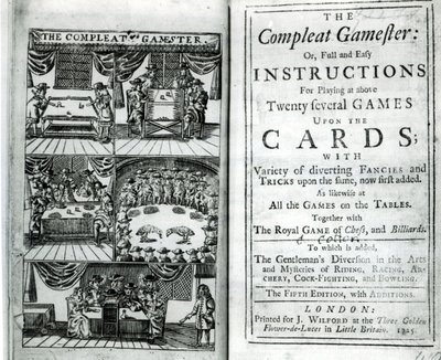 Página de título de la quinta edición de The Compleat Gamester, atribuida a Charles Cotton (1630-87), pub. 1725 de English School