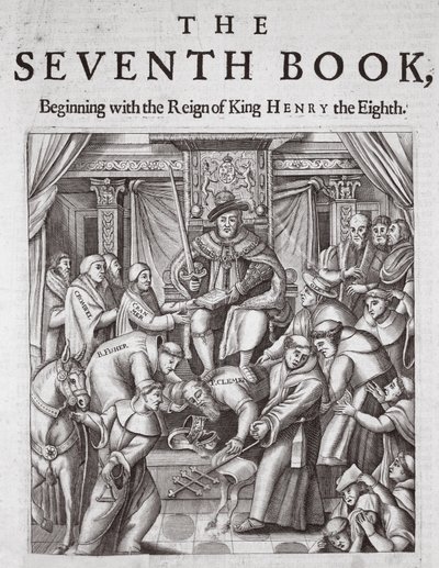 Portada, El Séptimo Libro, de Hechos y Monumentos de John Foxe, novena edición, pub. 1684 de English School