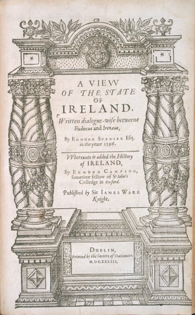Portada de Una Vista del Estado de Irlanda y La Historia de Irlanda, 1633 de English School