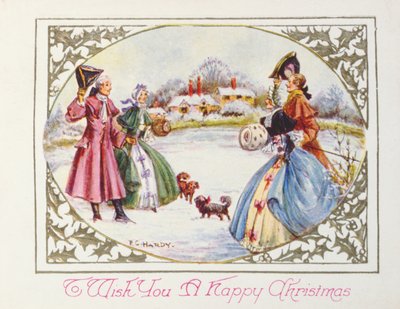 "Para desearle una feliz Navidad", tarjeta victoriana (cromolito) de English School