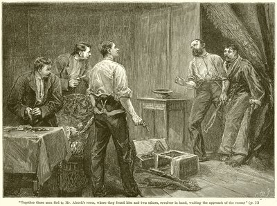 Juntos, estos hombres huyeron a la habitación del Sr. Alcock... de English School