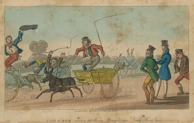 Tom y Bob entre los vendedores ambulantes en una carrera de carros de burros de English School