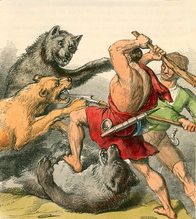 Tom y el Tinker matando osos y leones de English School