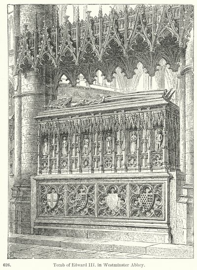 Tumba de Eduardo III en la Abadía de Westminster (grabado) de English School