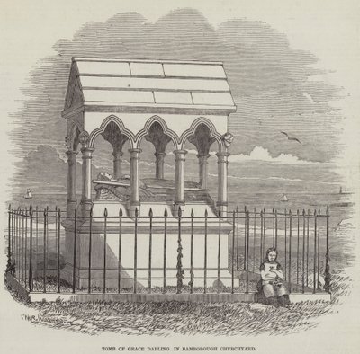 Tumba de Grace Darling en el Cementerio de la Iglesia de Bamborough (grabado) de English School