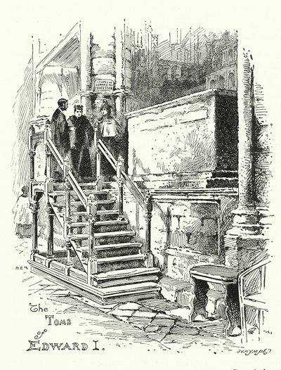 Tumba del rey Eduardo I, Abadía de Westminster (grabado) de English School
