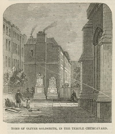 Tumba de Oliver Goldsmith en el cementerio de la iglesia del Inner Temple de English School