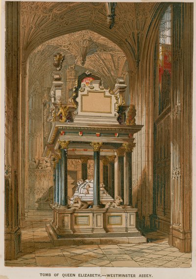 Tumba de la Reina Isabel I en la Abadía de Westminster de English School