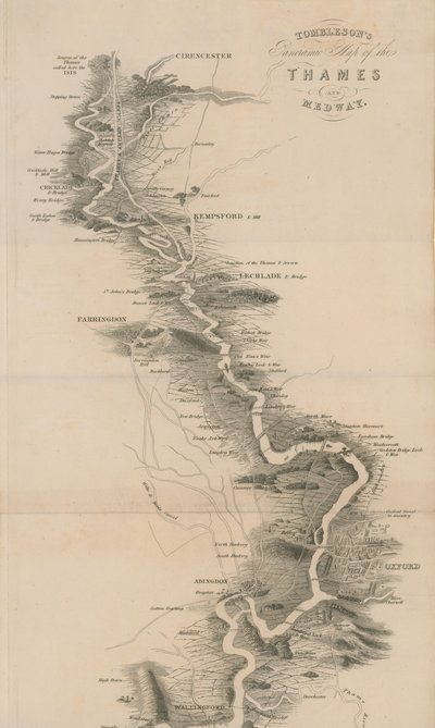 Mapa panorámico de Tombleson del Támesis y Medway de English School