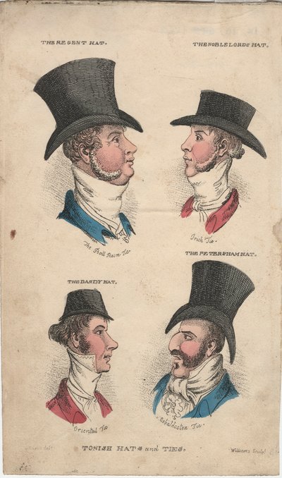 Sombreros y corbatas de moda, c. 1815-20 de English School
