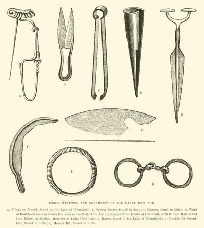 Herramientas, armas y adornos de la Edad del Hierro temprana de English School
