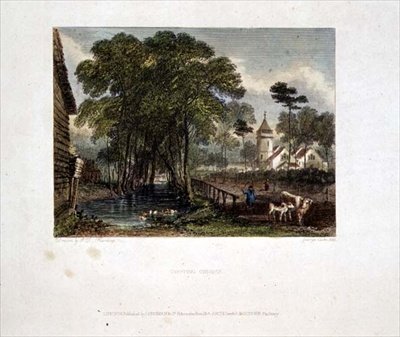 Iglesia de Tooting, grabado por J D Harding & G Cooke de English School