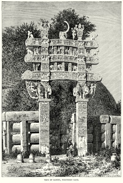 Tope de Sanchi, Puerta Norte (grabado) de English School
