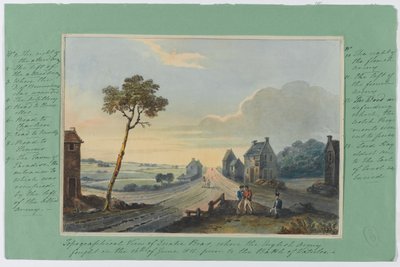 Vista topográfica de Quatre Bras, donde el ejército inglés luchó el 16 de junio de 1815 antes de la Batalla de Waterloo, c.1815 de English School