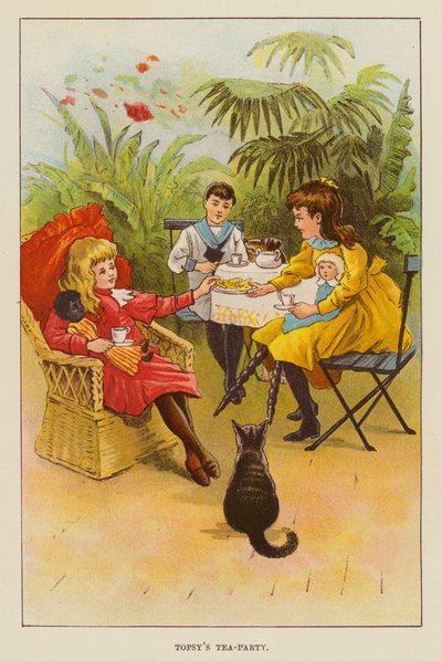 Fiesta del té de Topsy (litografia en color) de English School