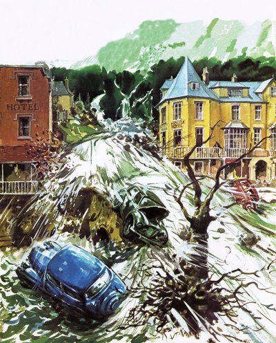 Torrente de terror en Lynmouth, Devon, agosto de 1952 de English School