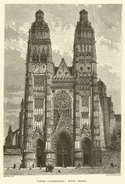 Catedral de Tours, fachada oeste (grabado) de English School