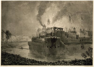 Incendio de la Torre de Londres, 1841 de English School
