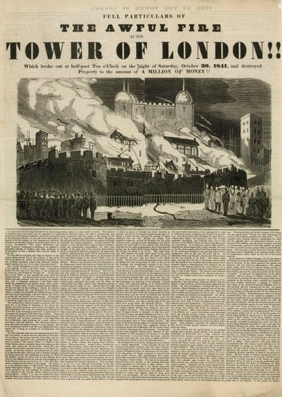 Incendio de la Torre de Londres, 1841 de English School