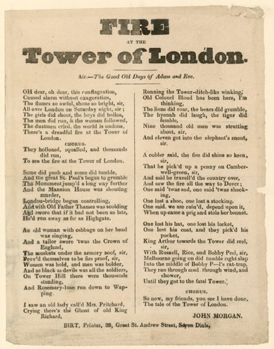 Incendio de la Torre de Londres, 1841 de English School