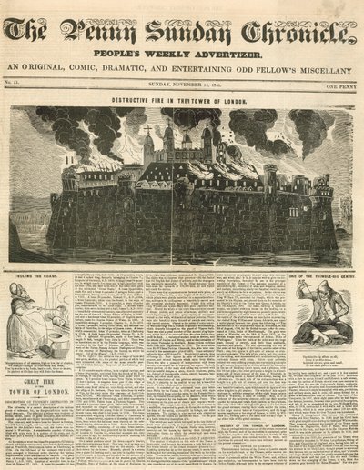 Incendio de la Torre de Londres, 1841 de English School