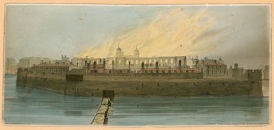 Incendio de la Torre de Londres, 1841 de English School