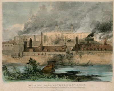 Incendio de la Torre de Londres, 1841 de English School