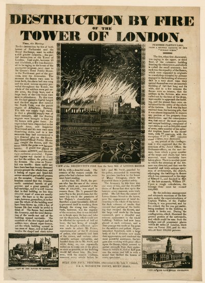 Incendio de la Torre de Londres, 1841 de English School
