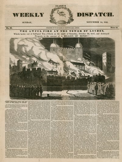 Incendio de la Torre de Londres, 1841 de English School
