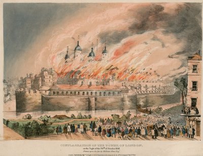 Incendio de la Torre de Londres, 1841 de English School