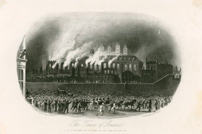 Incendio de la Torre de Londres, 1841 de English School