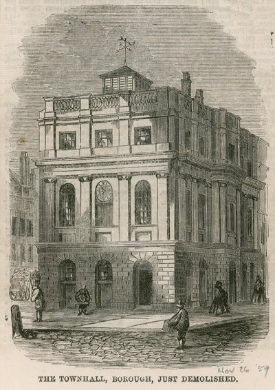 Ayuntamiento, Borough High Street, Southwark, Londres, recién demolido de English School