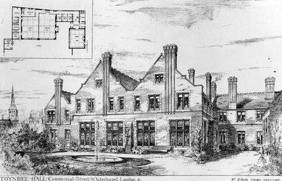 Toynbee Hall, ilustración de The Builder, 14 de febrero de 1885 de English School