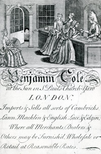 Tarjeta comercial, Benjamin Cole, comerciante de Londres de English School