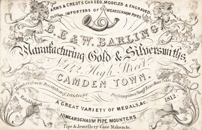 Tarjeta comercial, B E & W Barling de English School