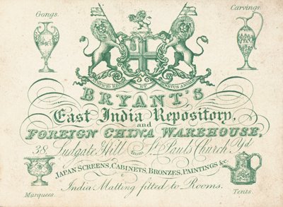 Tarjeta comercial, Bryants East India Repository de English School
