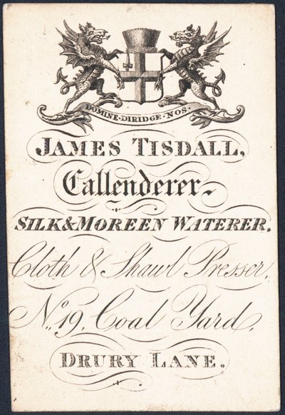 Tarjeta comercial, James Tisdall de English School