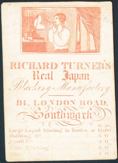 Tarjeta comercial, Richard Turners Real Japan Blacking Manufactory de English School