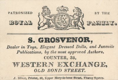 Tarjeta comercial, S Grosvenor de English School