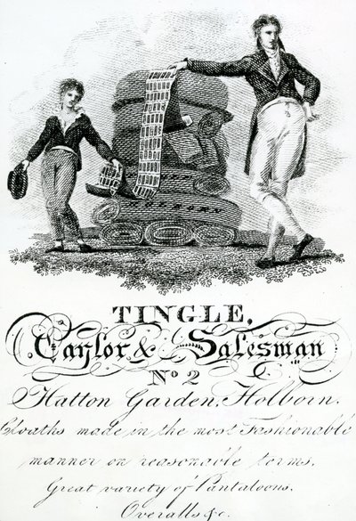 Tarjeta comercial de Tingle, Taylor y Salesman, No 2 Hatton Garden, Holborn de English School